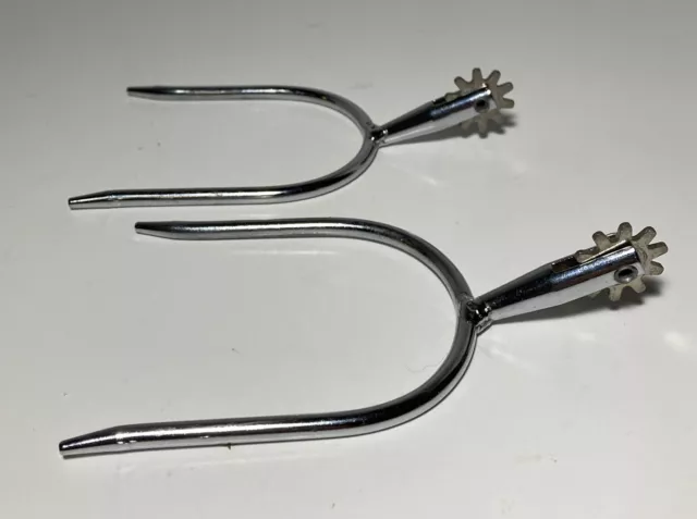 Vintage Western Equestrian Riding Slip On Riding Spurs 10 Point Spur Rowel Set