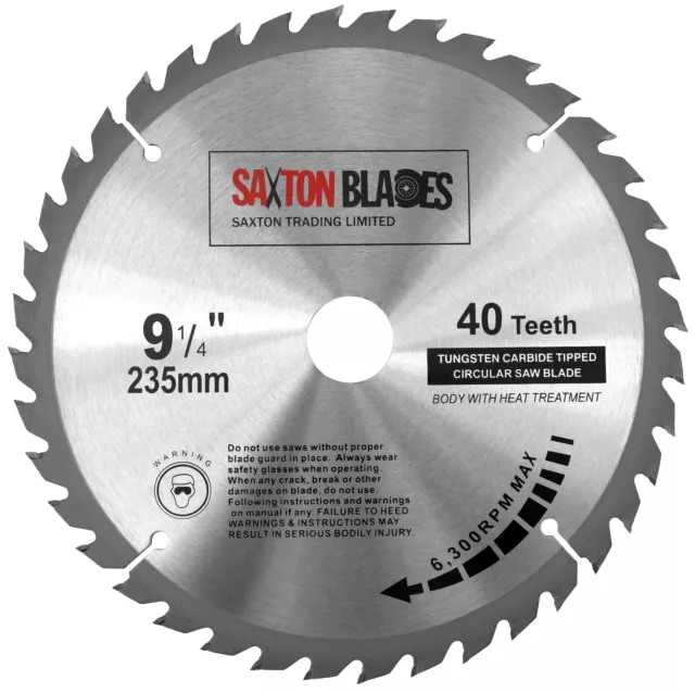 Saxton TCT Circular Wood Saw Blade 235mm x 40T for Bosch Makita Dewalt Mitre