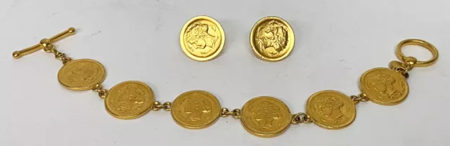 MMA Metropolitan Museum Art Ancient Roman Coin BRACELET & OMEGA BACK EARRINGS