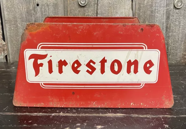 Vintage Gas Service Station Rustic Firestone Tire Stand Advertising Display 2