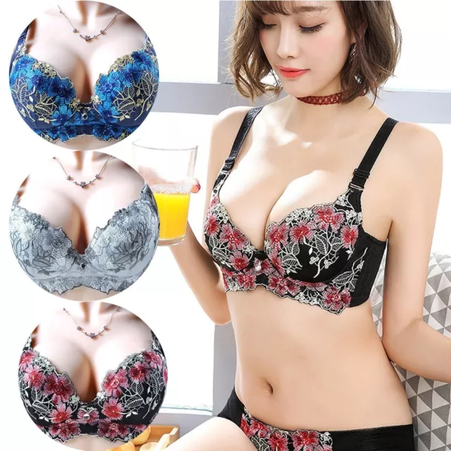 Soutien-gorge push-up élégant fleurs en dentelle soutien-gorge femme taille 32