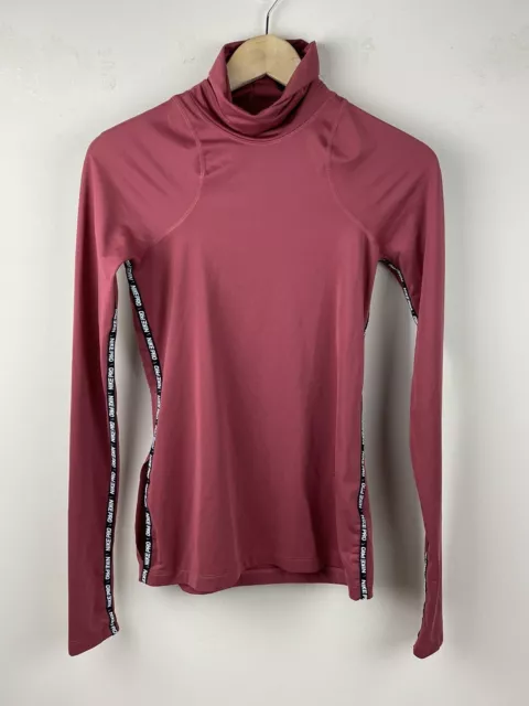 Women’s Nike Pro Warm Dri Fit Long Sleeve Top Rose Pink Turtle Neck Size Small