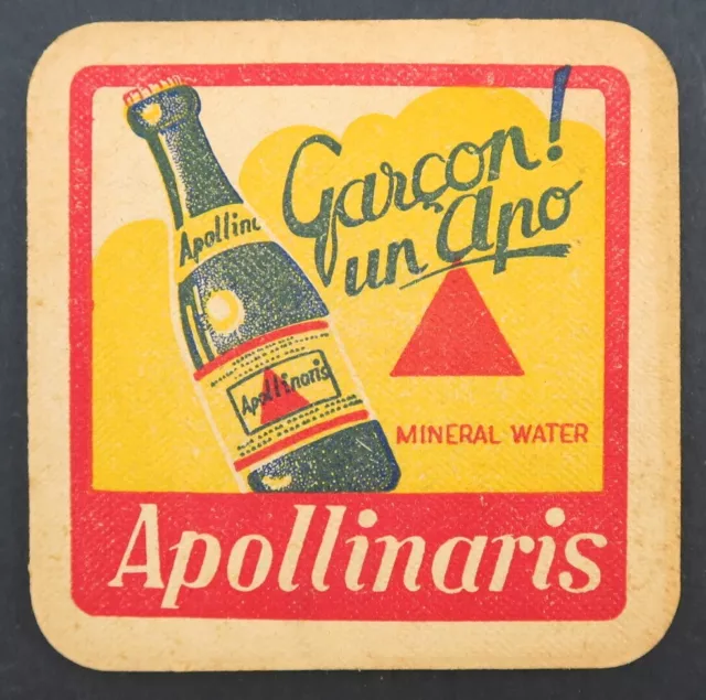 Ancien Sous-bock bière APOLLINARIS carré beermat coaster Bierdeckel 13