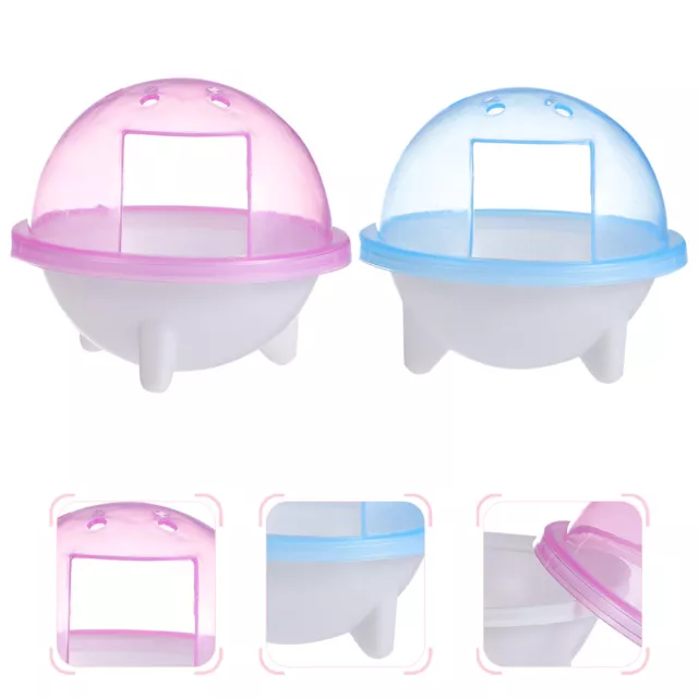 2 Pcs Hamster Bath Sand Room Hamsters Bathing Cage Bathroom Big Mouth