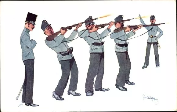 Künstler Ak Schönpflug, Fritz, KuK Soldaten in Uniformen mit Gewehren - 10441721