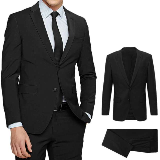 Abito Uomo Sartoriale Nero Slim Fit Vestito Elegante Da Cerimonia 46 48 50 52