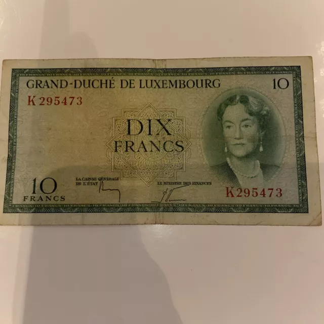 Luxembourg - 1954 - 10 francs banknote (K) Good Fine