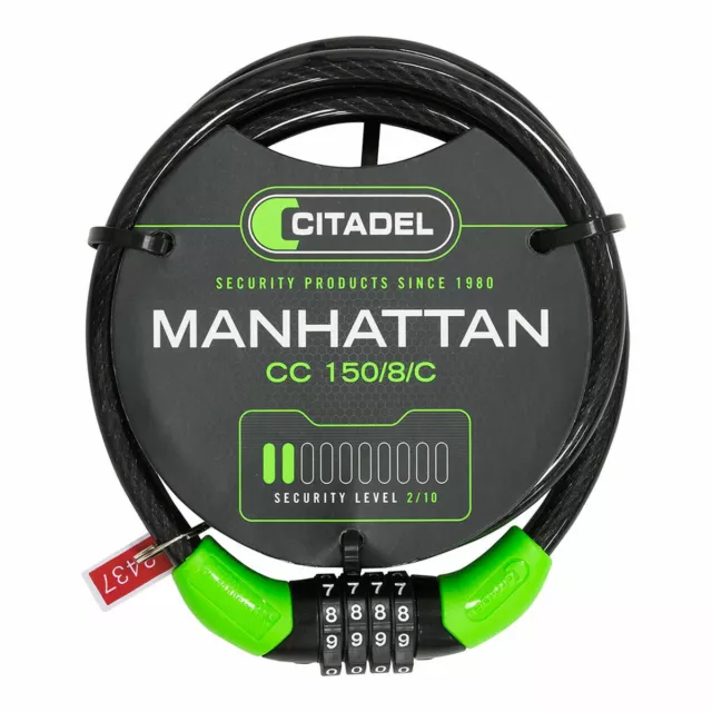 Câble avec cadenas Citadel Manhattan cc 150/8/c Combinaison Noir 150 cm