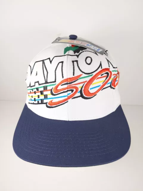 VINTAGE NASCAR DAYTONA 500 White & Blue Snapback Hat With Tag $14.99 ...
