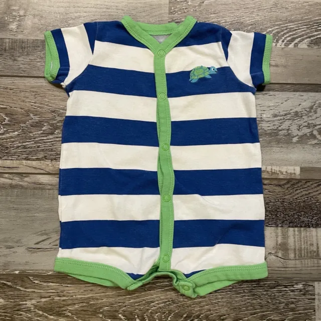 Carters Baby Boy One Piece Blue/White Green Stripe Turtle Size 3 Months