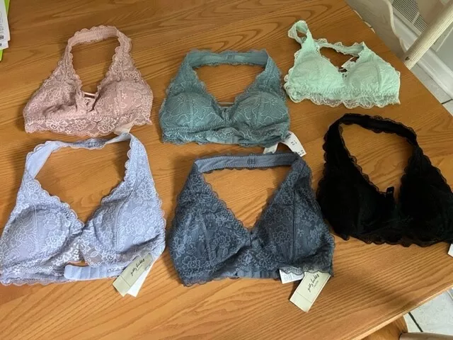 New Gilly Hicks Hollister Lace Halter Bralette Bra Blue Size XSmall XS NWT  Pads