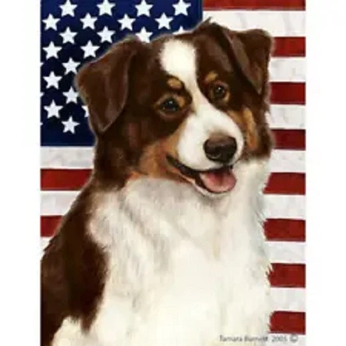 Patriotic (D2) Garden Flag - Red Tri Australian Shepherd