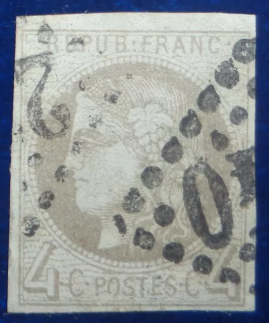 France oblitéré, n°41B, 4c Cérès gris R2, Emission de Bordeaux, 1870 variété