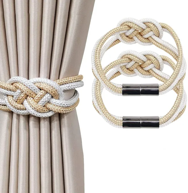 Beautiful Weave Rope Knot Curtain Holdbacks Tiebacks Beige and White pack of 1 2
