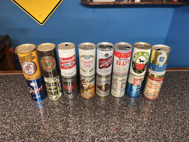 Vintage Empty Beer Cans Lot Of 16 Assorted