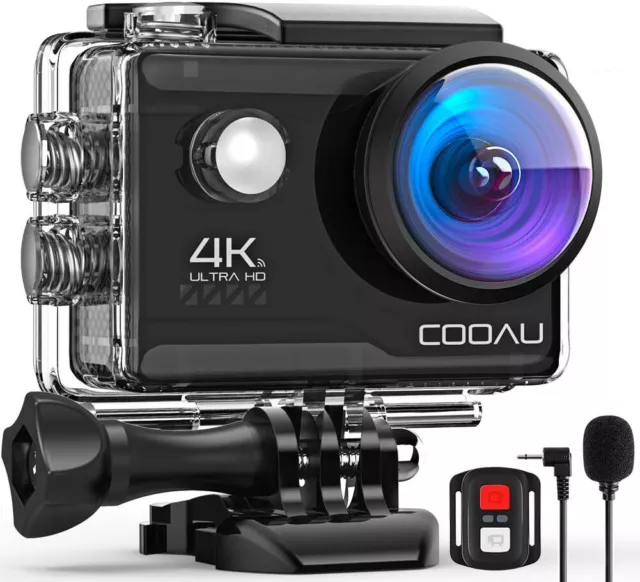 COOAU Action Cam HD 4K 20MP WiFi Con Microfono Esterno Fotocamera Sott'acqua 40M