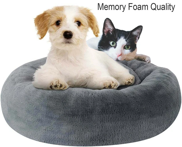 Dog Cat Bed Memory Foam Orthopedic Plush Donut Calming Pet Anti Anxiety SMALL