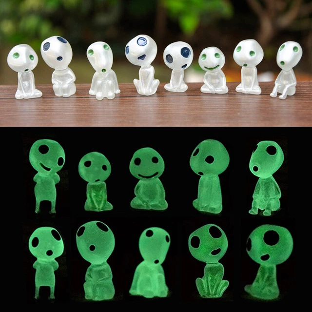 6PC Resin Figures Princess Mononoke Forest Elf Luminous Ornaments Decorate Toys