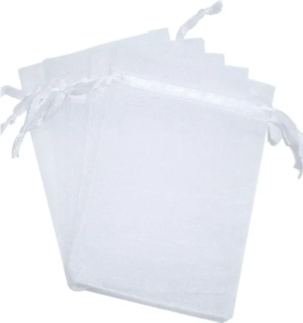 50 Pcs White Luxury Organza Gift Bags Jewellery Pouch Wedding Xmas Candy 10x15cm