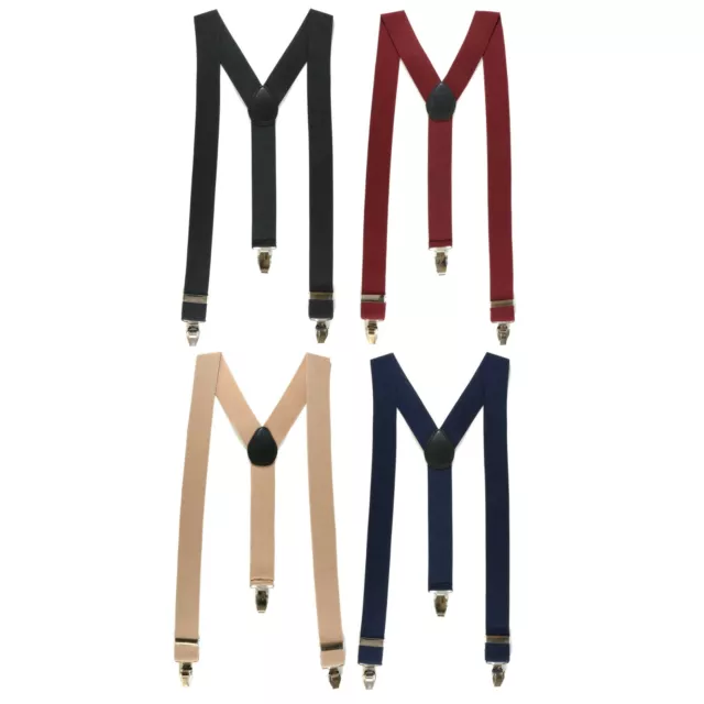 Tie Co Mens Adjustable Quality Clip On Trouser Braces - Black Navy Maroon Beige 3