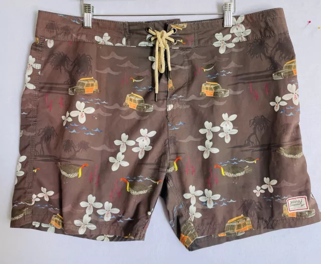 Noosa Long Boards Brown Tropical Board Shorts Size 38/XXL Men’s Beach Pants