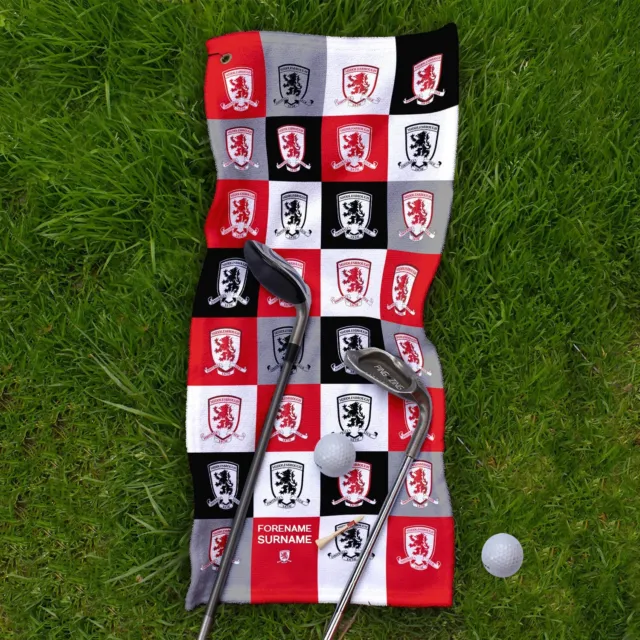 Middlesbrough FC Chequered - Offiziell lizenziertes personalisiertes Golftuch