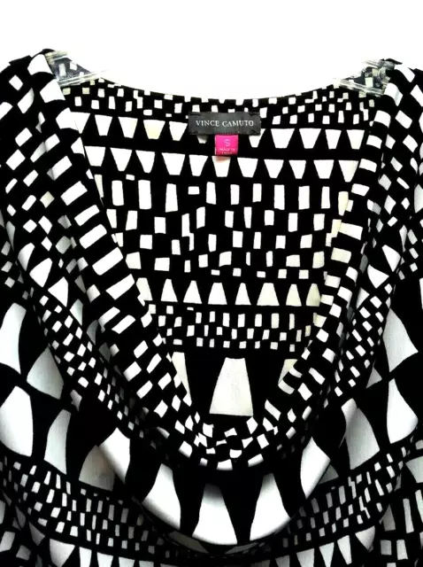 Women's Vince Camuto Black & White Geometric Sleeveless Ruched Top Size S 3