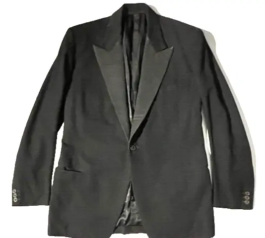 Vintage 40’s PHELPS HO LTD Custom Hong Kong Tailor Blk Wool Tuxedo Dinner Jacket