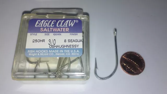 Eagle Claw 254SSAH-8/0 Oshaughnessy Hooks Stainless Steel Size 8/0 5CT