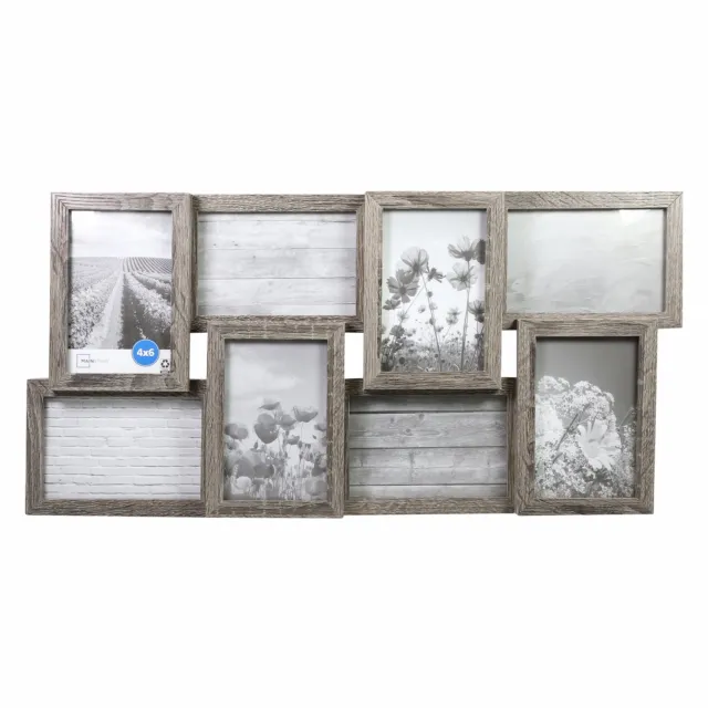 (USA) 4x6 8-Opening Linear Gallery Collage Picture Frame Rustic Gray