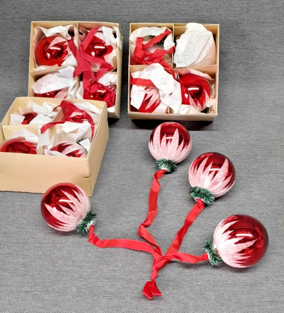 Set De Boules De Noël « Les Essentiels », Verre Mercuré Rouge | Balsam Hill