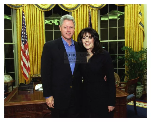 PRESIDENT BILL CLINTON w/ WHITE HOUSE INTERN MONICA LEWINSKY 8X10 PHOTOGRAPH