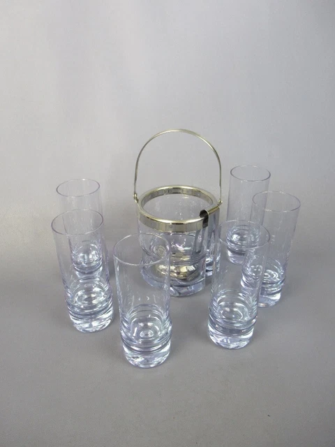 Set Compuesto De Hielera E 6 Vasos Vidrio Violeta