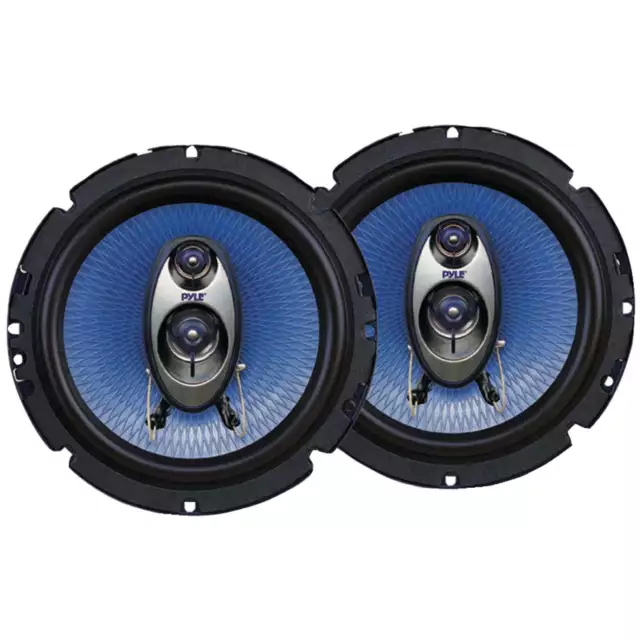 6.5" 360 Watts 3-Way Car Audio Coaxial Speakers PAIR Blue,New