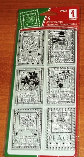 CLEAR ACRYLIC INKADINKADO STAMPS HOLIDAY GREETINGS ~ Snowman, Tree  wks CTMH blk