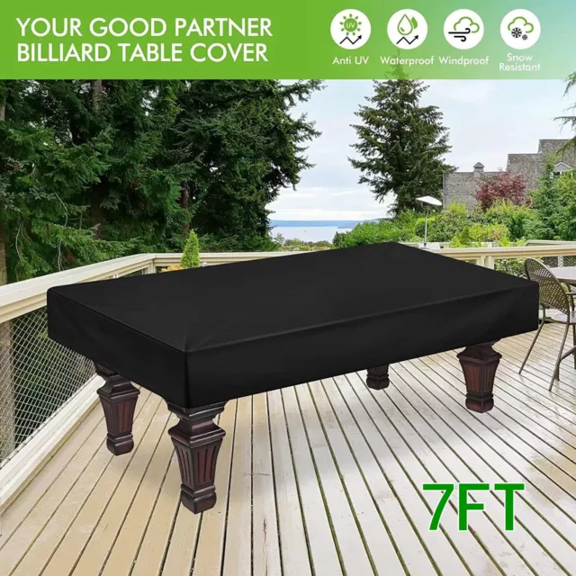 7FT Outdoor Pool Snooker Billiard Table Cover Polyester Waterproof Dust Black