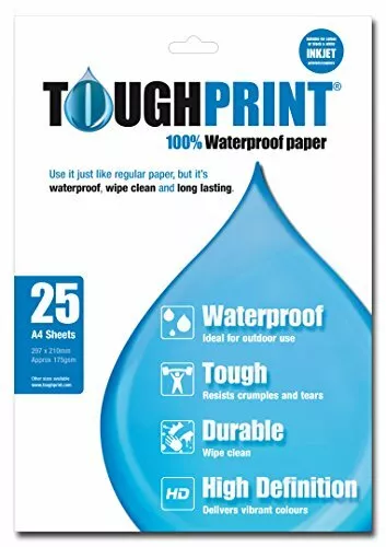 A4 Inkjet Waterproof Paper 25 Sheets High Definition Durable Wipe Clean Sheets