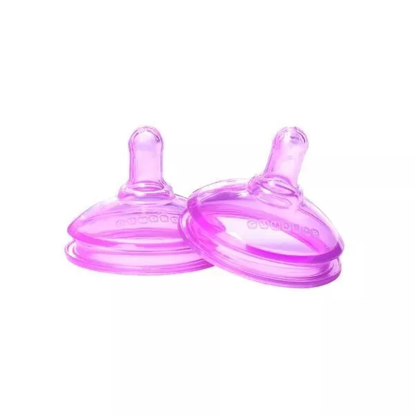 The First Years 2-Pack Gumdrop Breit Hals Nippel, Pink, 3M + Medium Durchfluss