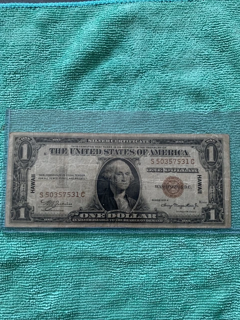 1935 A series $1 One Dollar Hawaii Silver Certificate Brown Currency Note Bill