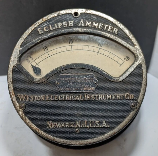 Antique Eclipse Ammeter Weston Electrical Instrument Co Newark NJ USA Steampunk Antique Eclipse Ammeter Weston Electrical Instrument Co Newark NJ USA Steampunk