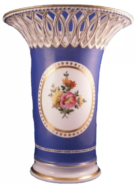 Antigüedad 20thC Nymphenburg Porcelana Reticulated Vase Porzellan Alemán