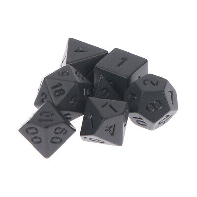 7pcs/set Black RPG Dice Set Personality Polyhedron Cubes Board Game Digital Dic`