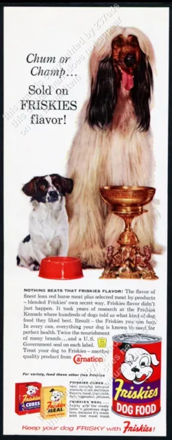 1959 Afghan Hound & mutt photo Friskies dog food vintage print ad