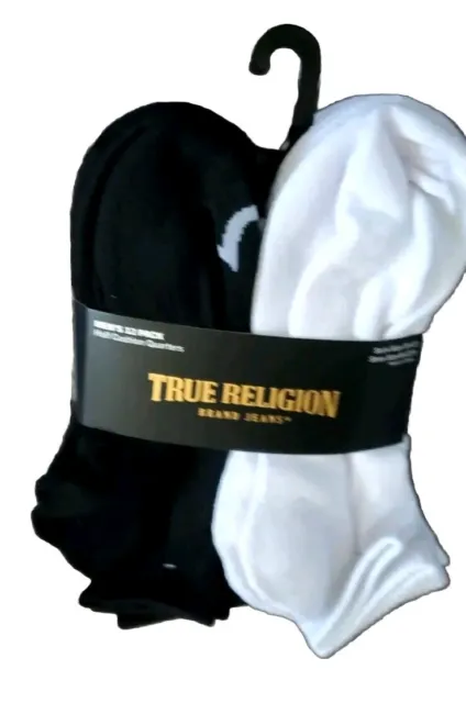 True Religion Mens Socks Shoe SZ  8-12.5 12Pack Crew White & Black Sz 10-13 New