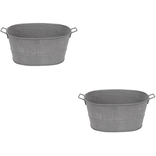 2 pcs Metall verzinkte Wanne Metall Sukkulenten Pflanzer Verzinktem Floral verzi