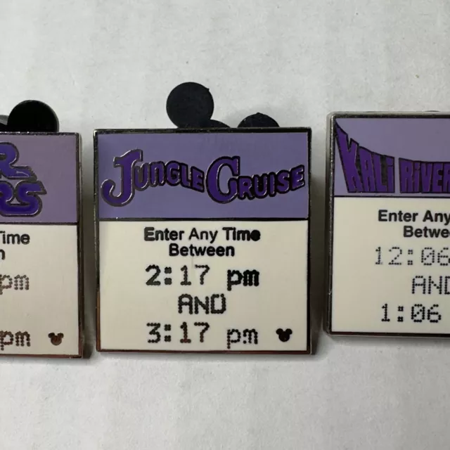 Disney Pin Trading 2007 Fast Pass Hidden Mickey Star Tours Jungle Cruise Lot 3 3