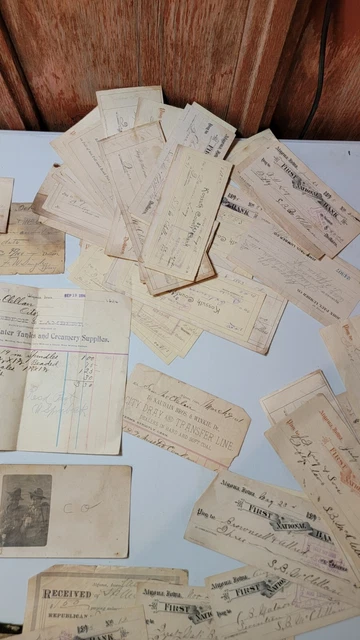 Huge Lot Of 1800's Bank Notes, Receipts, Postcards, Ledgers Northern Iowa 6