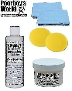 Poorboys Light Kit Nattys Paste Wax & White Diamond Glaze + 2 Free Cloths Pads