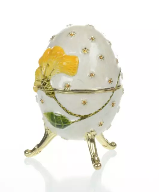 Yellow flower Egg Trinket Box & music Handmade by Keren Kopal Austrian  Crystals