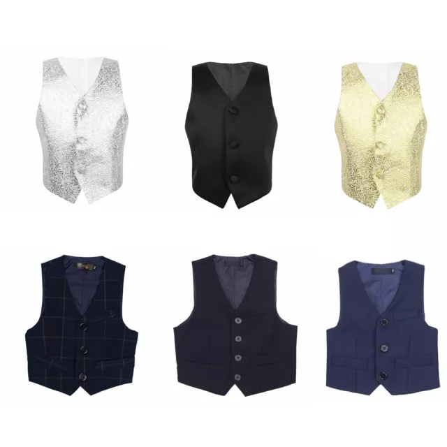 Gilet da gentiluomo bambini ragazzi gilet vita smoking matrimonio costume formale abiti